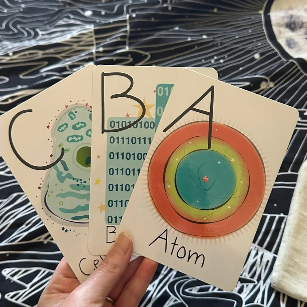 Nerdy Baby ABC’s Flash Cards for Young Scientists w/ Drawstring Pouch